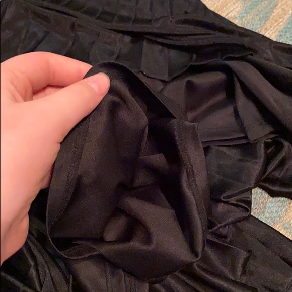 Strapless, black, silky mini dress with sequin top - Picture 6 of 6